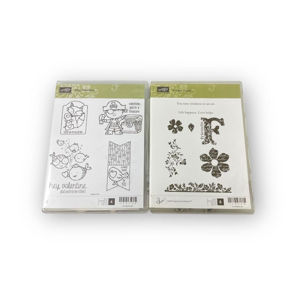 Stampin’ Up! Hey Valentine & Vintage Vogue Cling Rubber Stamp Set of 2 Sets